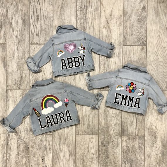 Girls Denim Jacket - Custom Jean Jacket Designed With Patches