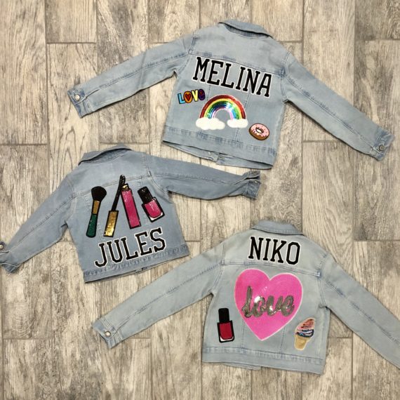 Girls Denim Jacket - Custom Jean Jacket Designed With Patches