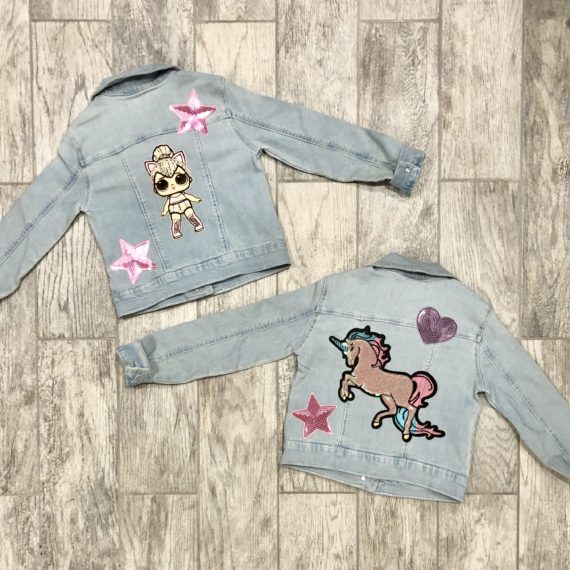 Patch Jacket for Kids | Custom Denim Jacket with Patches - Little Chicken SM 8 - 10 / Light Wash Denim